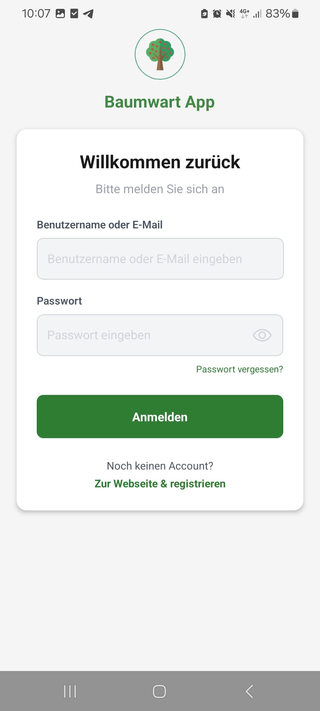 App Login Vorschau